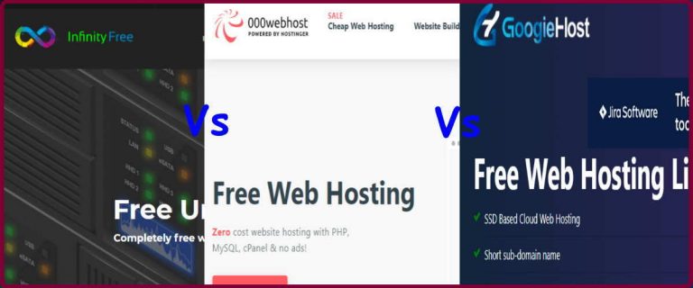 Infinityfree vs 000WebHost vs GoogieHost | Hosting Comparsion Infinityfree vs 000Webhost vs GoogieHost
