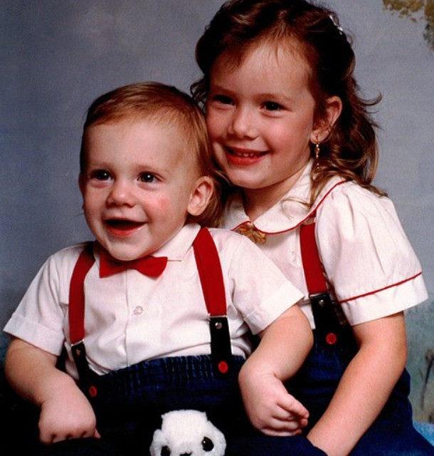 Michael Strickland with his sister in childhood